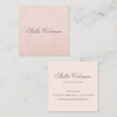 Feminine blush roze minimalist linnen professional vierkante visitekaartje (Voorkant / Achterkant)