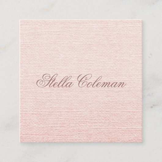 Feminine blush roze minimalist linnen professional vierkante visitekaartje (Voorkant)