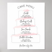 Feminine Blush Roze Script Cake Menu Poster (Voorkant)