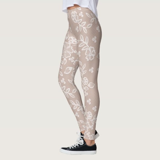Feminine Blush & White Trendy Lace Yoga Leggings (Links)