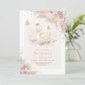 Feminine Boho Swan Princess Pink Blush Birthday Kaart (Staand voorkant)