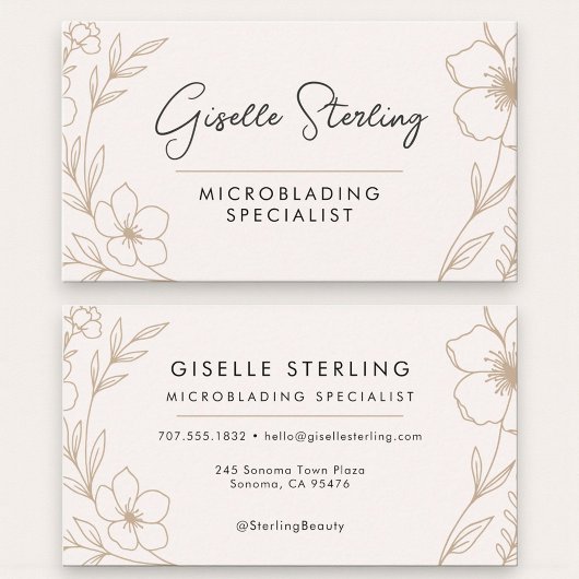 Feminine Botanical Beauty Microblading Visitekaartje