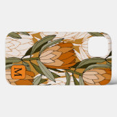Feminine botanisch patroon in bruin Initiaal Case-Mate iPhone Case (Achterkant (horizontaal))