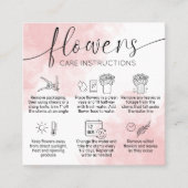 Feminine Bouquet Care Florist Pink Hartelijk dank Vierkante Visitekaartje (Voorkant)