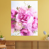 Feminine Bouquet Pink Peonies Floral Canvas Afdruk (Insitu (Woonkamer))