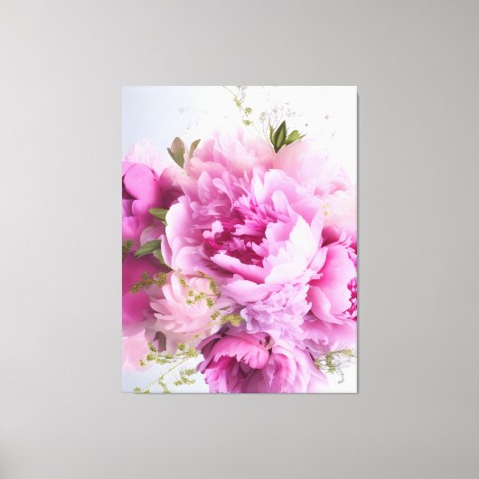Feminine Bouquet Pink Peonies Floral Canvas Afdruk (Voorkant)