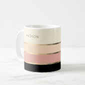 Feminine, brede stripes Gold monogram Koffiemok (Voorkant links)