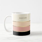 Feminine, brede stripes Gold monogram Koffiemok (Links)