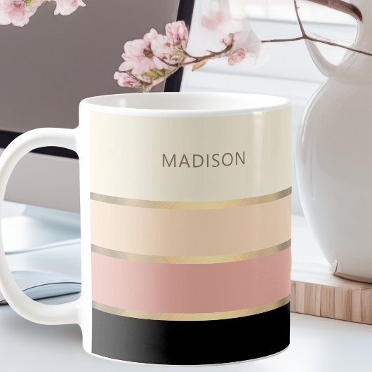 Feminine, brede stripes Gold monogram Koffiemok