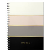 Feminine-brede stroken met Jouw naam of monogram Notitieboek (Voorkant)