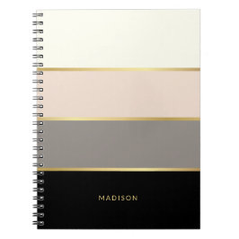 Feminine-brede stroken met Jouw naam of monogram Notitieboek