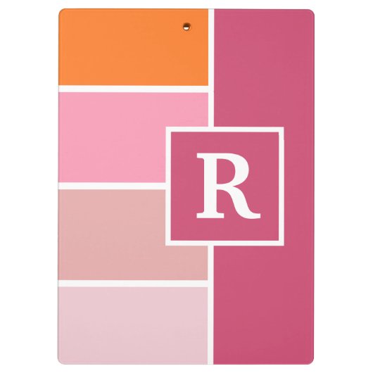 Feminine-brede stroken met monogram klembord (Achterkant)