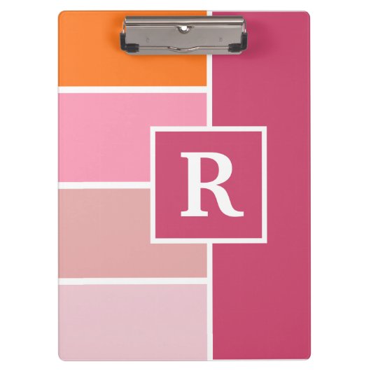 Feminine-brede stroken met monogram klembord (Voorkant)