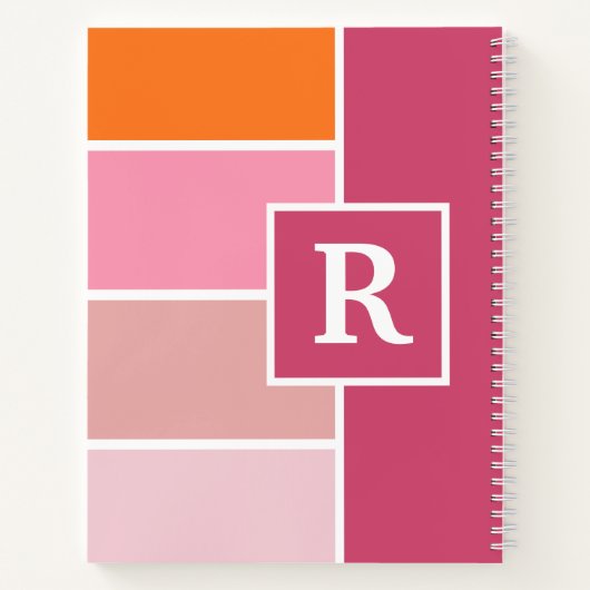 Feminine-brede stroken met monogram notitieboek (Achterkant)