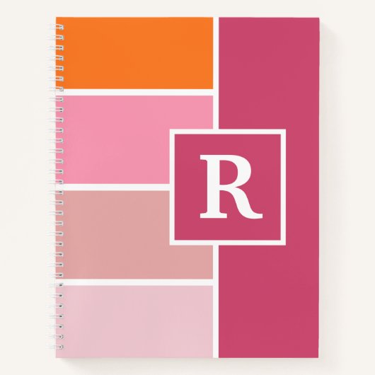 Feminine-brede stroken met monogram notitieboek (Voorkant)