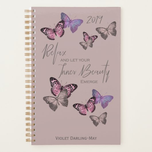 Feminine Butterflies w. Positieve Typografie - Roz Planner (Voorkant)