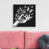 Feminine Butterfly Illustration Minimalist Aesthet Canvas Afdruk (Insitu (Woonkamer))