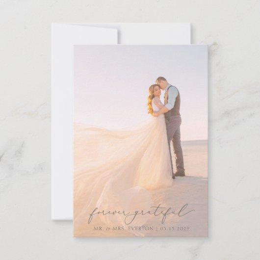 Feminine Calligrafie Full Bleed Photo Weddenschap Bedankkaart (Voorkant)