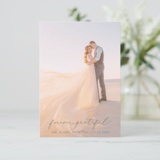 Feminine Calligrafie Full Bleed Photo Weddenschap Bedankkaart (Staand voorkant)