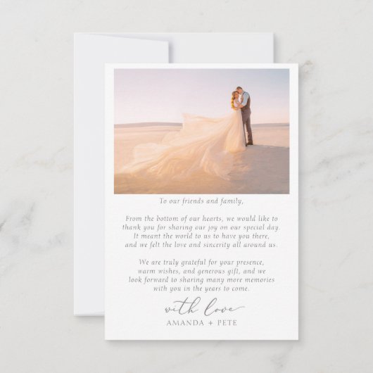 Feminine Calligrafie Full Bleed Photo Weddenschap Bedankkaart (Achterkant)