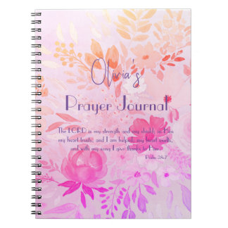 Feminine Cheerful Pink Purple Floral Faith Prayer Notitieboek