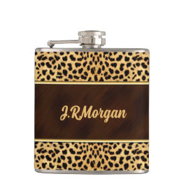 Feminine Cheetah Print met naam Heupfles