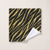 Feminine Chic Luxury Black Gold Classy Zebra Print Bad Handdoek (Wasdoekje)