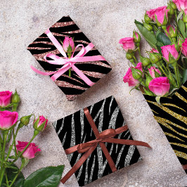 Feminine Chic Luxury Black Gold Classy Zebra Print Inpakpapier Vel