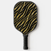 Feminine Chic Luxury Black Gold Classy Zebra Print Pickleball Paddle (Voorkant)
