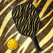 Feminine Chic Luxury Black Gold Classy Zebra Print Pickleball Paddle