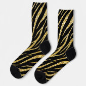 Feminine Chic Luxury Black Gold Classy Zebra Print Sokken (Links)