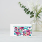 Feminine Colorful Waterverf Floral Pattern Visitekaartje (Staand voorkant)