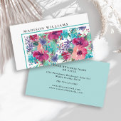 Feminine Colorful Waterverf Floral Pattern Visitekaartje