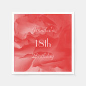 Feminine Coral Pink Rose 18th Birthday Party Paper Servet (Voorkant)