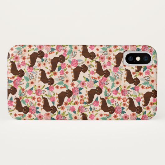 Feminine Dachshund  bloempatroon Case-Mate iPhone Case (Achterkant (horizontaal))