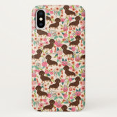 Feminine Dachshund  bloempatroon Case-Mate iPhone Case (Achterkant)