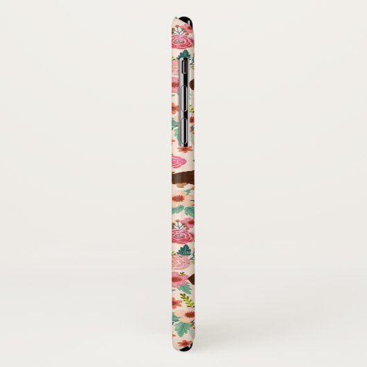 Feminine Dachshund  bloempatroon Case-Mate iPhone Case (Achterkant/links)