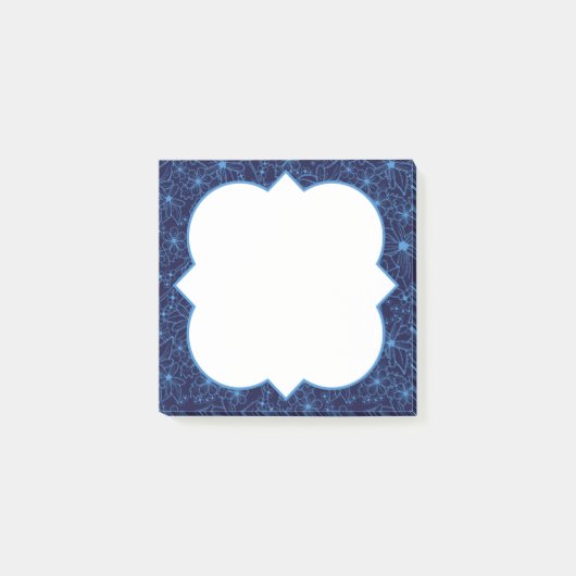 Feminine Dark Blue Floral Pattern, Blank Post-it® Notes (Voorkant)