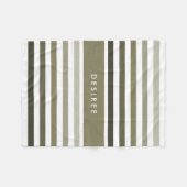 Feminine-dikke strepen met naam in Khaki Green Fleece Deken (Voorkant (Horizontaal))