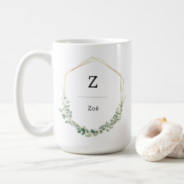 Feminine Elegant Botanical Monogram Name Koffiemok