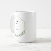 Feminine Elegant Botanical Monogram Name Koffiemok (Voorkant links)