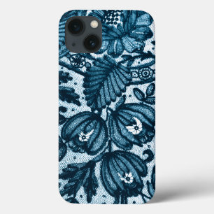 Feminine Elegant Floral Blue Lace Case-Mate iPhone Case