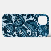 Feminine Elegant Floral Blue Lace Case-Mate iPhone Case (Achterkant (horizontaal))