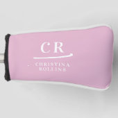 Feminine Elegant Pink Personalized Monogram Putter Golfheadcover (Voorkant)