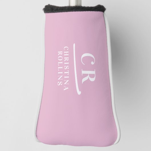 Feminine Elegant Pink Personalized Monogram Putter Golfheadcover (Draai 90)
