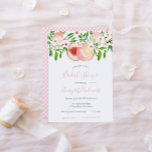 Feminine Elegant Sweet Peach Bridal of Baby shower Kaart<br><div class="desc">Waterverf illustraties (sommige van mij,  sommige van een andere kunstenaar) en schattige gingham checker reverse voor dit zoete uitnodigingsontwerp. Dit is opstelling voor een vrijgezellenfeest maar al tekst is volledig flexibel aan uw gebeurtenisbehoeften.</div>