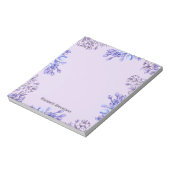 Feminine Elegant Waterverf Lila Flowers Naam Notitieblok (Linkerzijde)