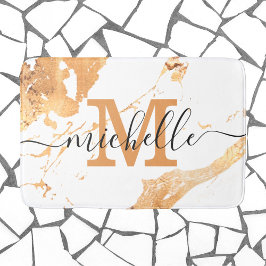 Feminine Elegant White Gold Script Monogram Letter Badmat
