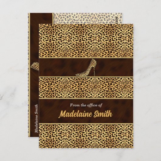 Feminine en Classy Cheetah Print en Stiletto Briefkaart (Voorkant / Achterkant)