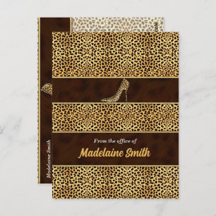 Feminine en Classy Cheetah Print en Stiletto Briefkaart